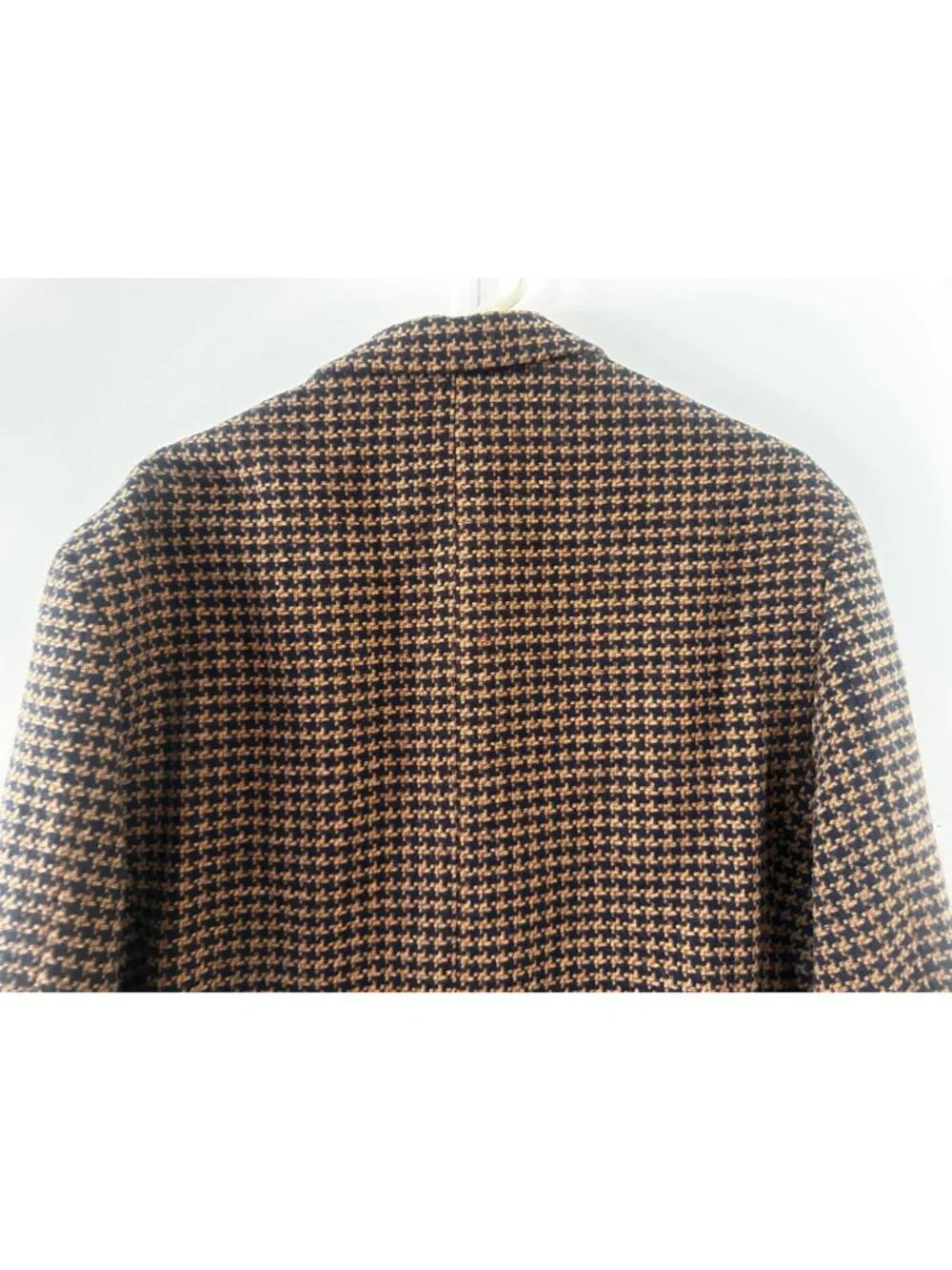 Zara Houndstooth Single Breasted Blazer Mens XL Brown Wool Blend Office Preppy